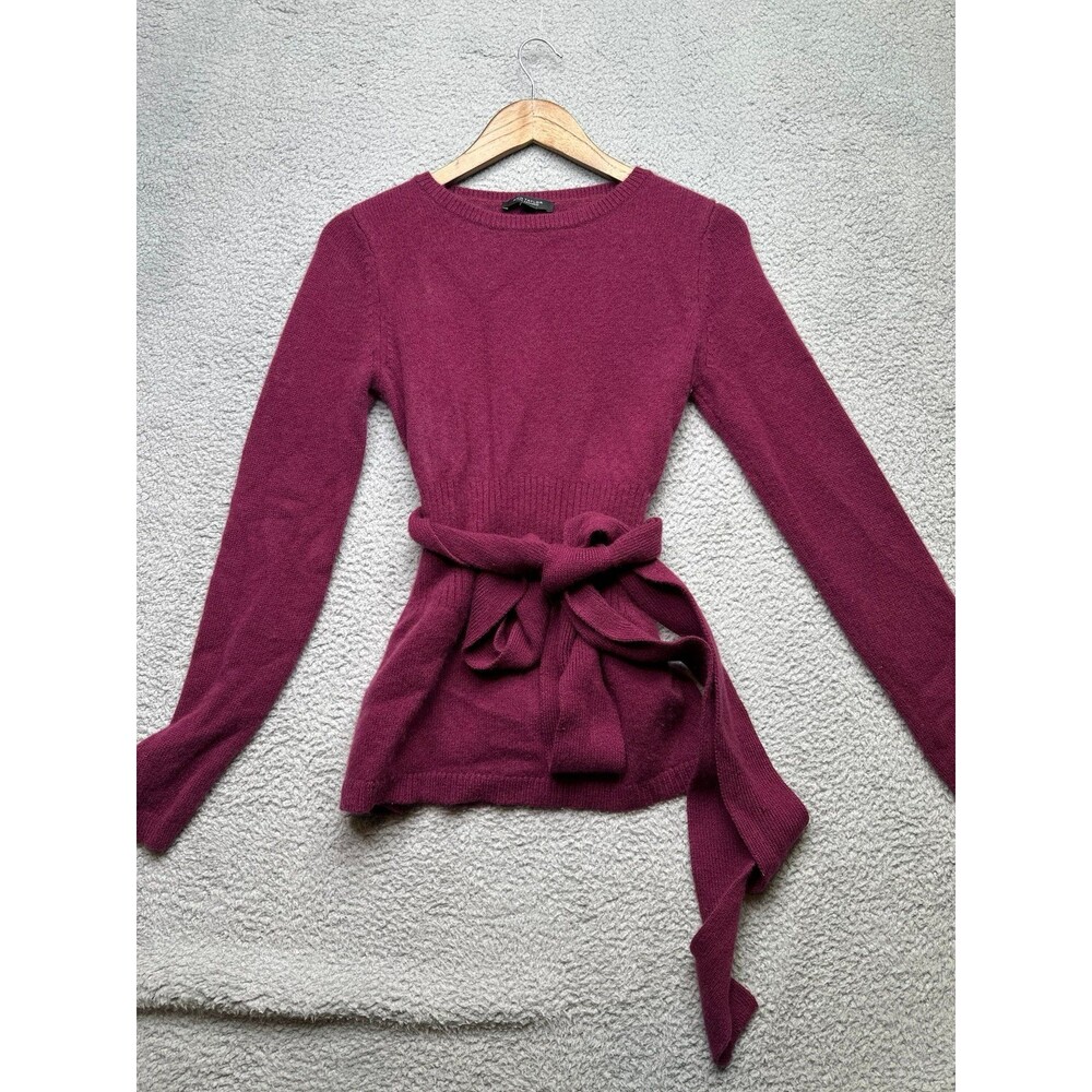 Ann Taylor Belted 100% Cashmere Sweater wine colored medium
